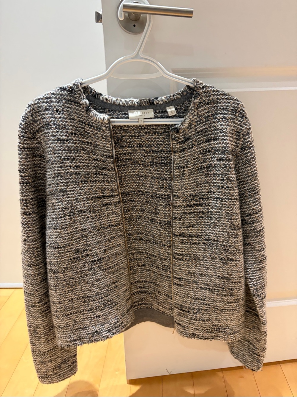 Ted Baker Grey Marled Open-Front Knit Cardigan